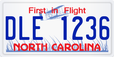 NC license plate DLE1236