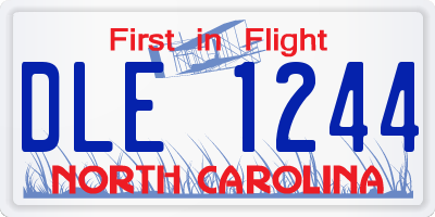 NC license plate DLE1244