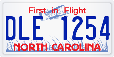 NC license plate DLE1254