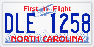 NC license plate DLE1258