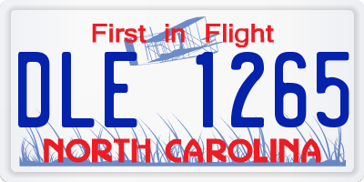 NC license plate DLE1265