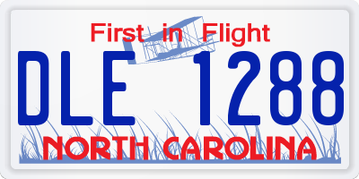 NC license plate DLE1288