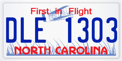 NC license plate DLE1303
