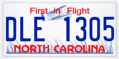 NC license plate DLE1305