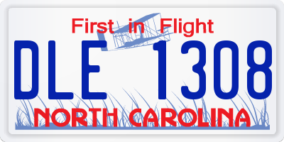 NC license plate DLE1308