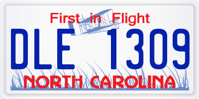 NC license plate DLE1309