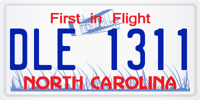 NC license plate DLE1311