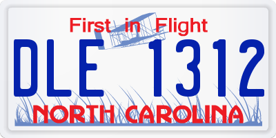 NC license plate DLE1312