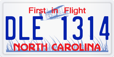 NC license plate DLE1314
