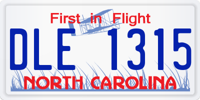 NC license plate DLE1315