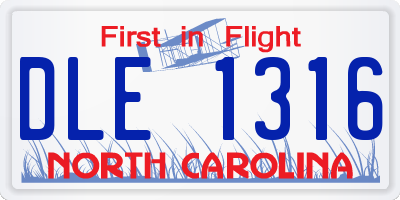 NC license plate DLE1316