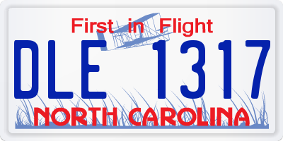 NC license plate DLE1317