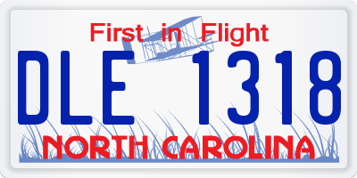 NC license plate DLE1318
