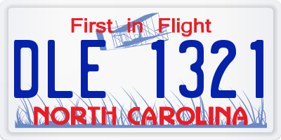 NC license plate DLE1321