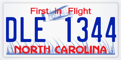 NC license plate DLE1344