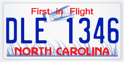 NC license plate DLE1346