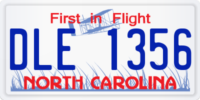 NC license plate DLE1356