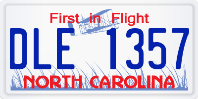 NC license plate DLE1357