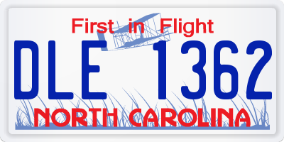NC license plate DLE1362
