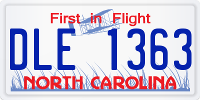NC license plate DLE1363