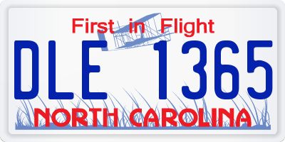 NC license plate DLE1365