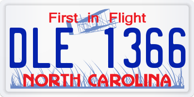 NC license plate DLE1366