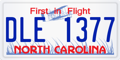 NC license plate DLE1377