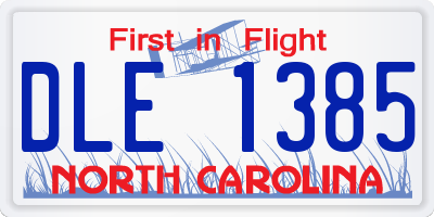 NC license plate DLE1385