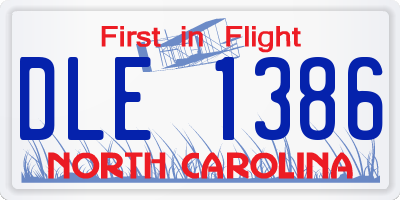 NC license plate DLE1386