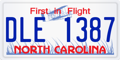 NC license plate DLE1387