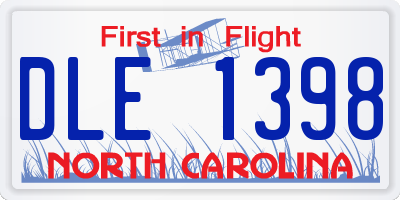 NC license plate DLE1398
