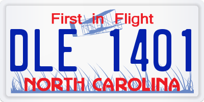 NC license plate DLE1401