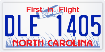 NC license plate DLE1405