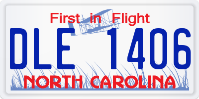 NC license plate DLE1406