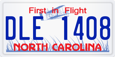 NC license plate DLE1408