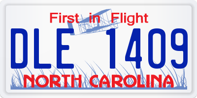 NC license plate DLE1409