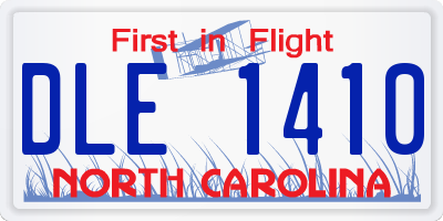 NC license plate DLE1410