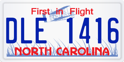 NC license plate DLE1416