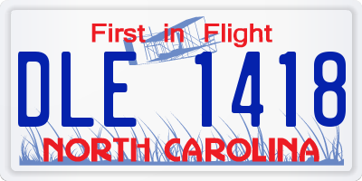 NC license plate DLE1418