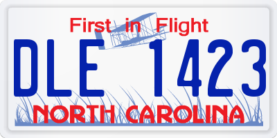 NC license plate DLE1423