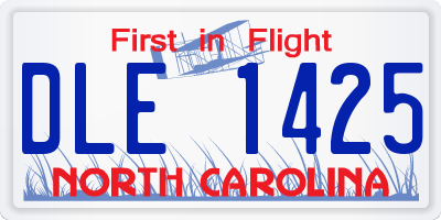 NC license plate DLE1425