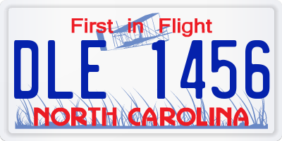 NC license plate DLE1456
