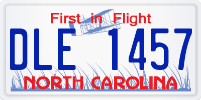 NC license plate DLE1457