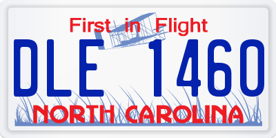NC license plate DLE1460