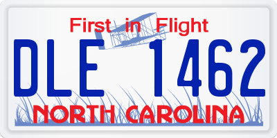 NC license plate DLE1462