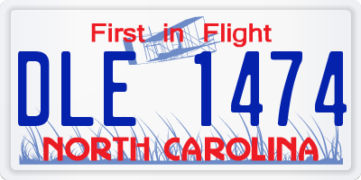 NC license plate DLE1474