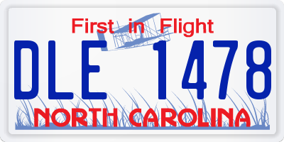 NC license plate DLE1478