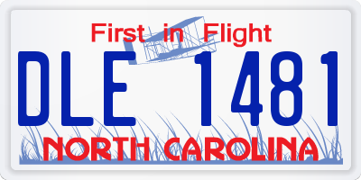 NC license plate DLE1481