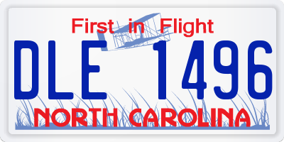 NC license plate DLE1496