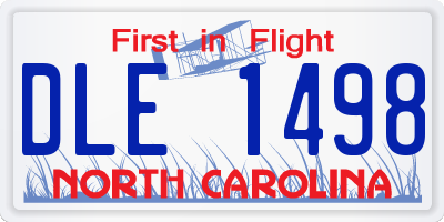 NC license plate DLE1498